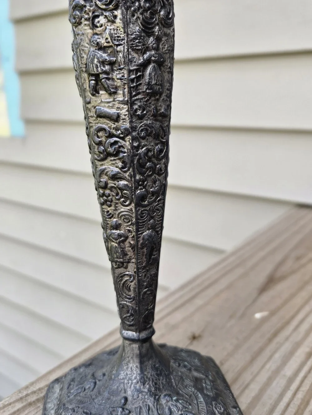 Antique Barbour Dutch Candlestick Holder Silverplate Story Teller No. 53